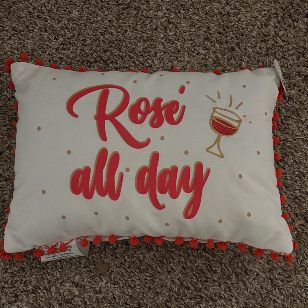Festive 'Rosé All Day' Holiday‎ Pillow